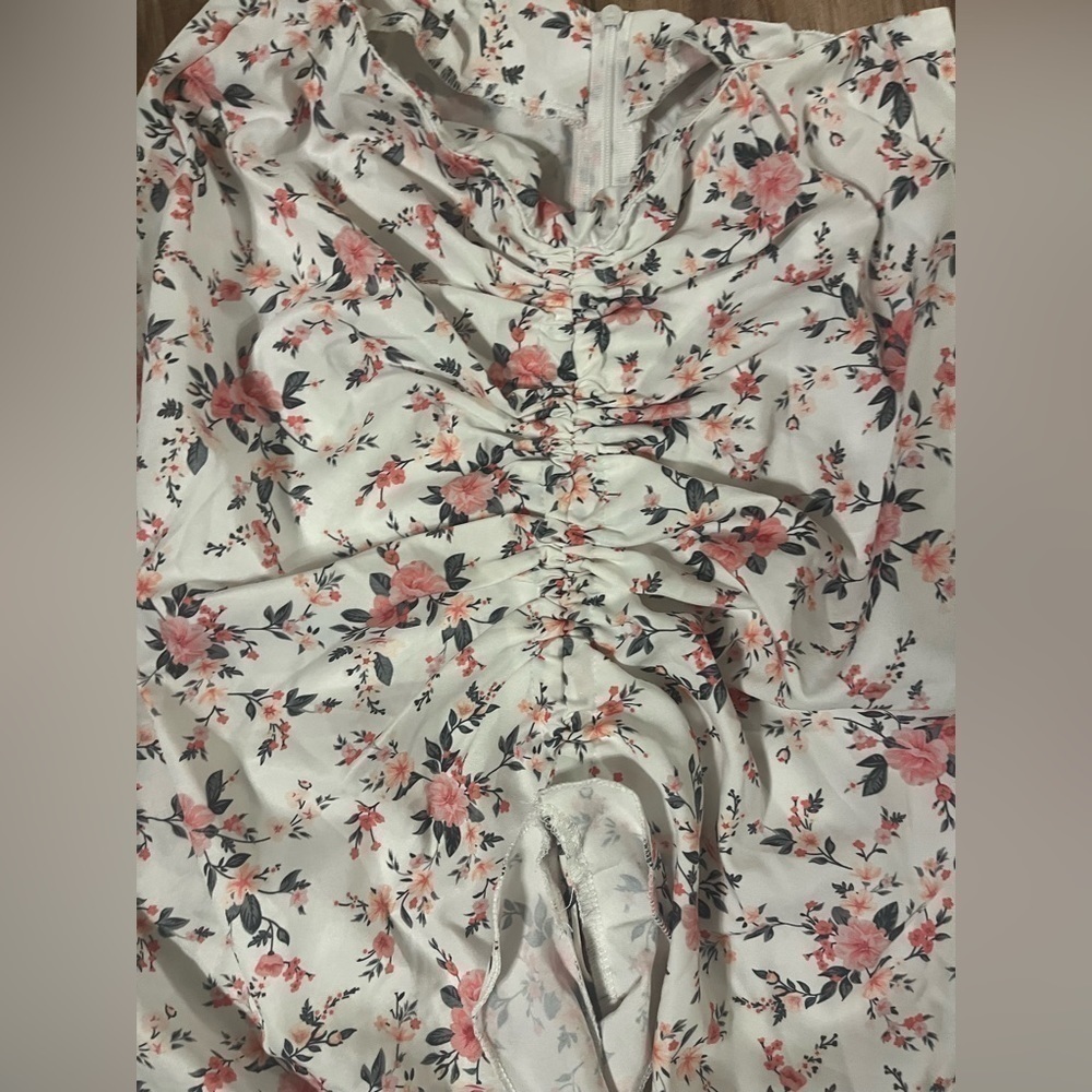 Sexy Off Shoulder Floral Printed Side Slit Two-Piece Maxi Dress Sz medium - Picture 5 of 8